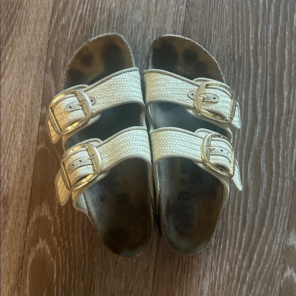 Birkenstock Arizona Big Buckle Raffia Sandals 36
